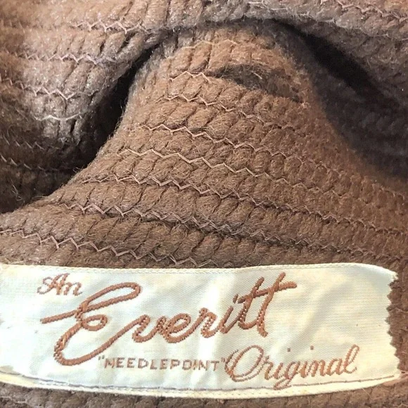 An Everett Needlepoint Original Vintage 60s Brown Wool‎ Mod Cloche Bucket Hat - Picture 11 of 11
